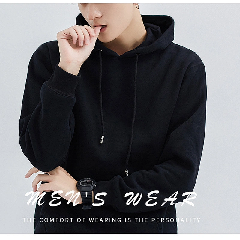 Custom design logo heavy warm winter top wear unisex solid color casual pullover hoodie