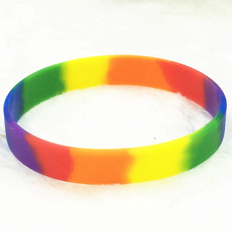 High Quality personalized Mixed Colours  Rainbow Pride Silicone Bracelet LCBT Friendship Band Silicone Wristband