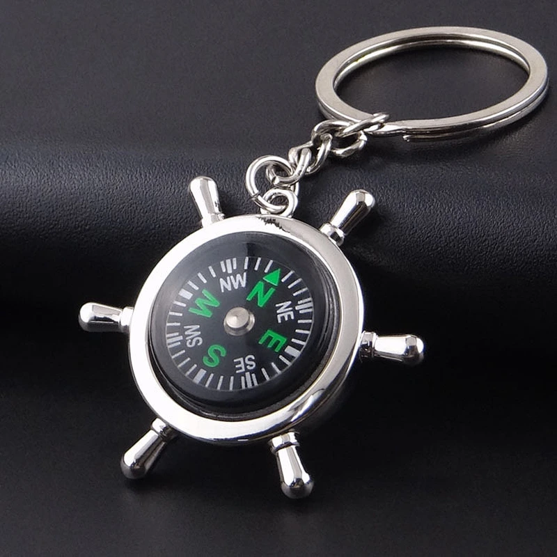 wholesale custom promotional keychains metal compass keychain customized logo  lovely durable star compass pendant  keychains