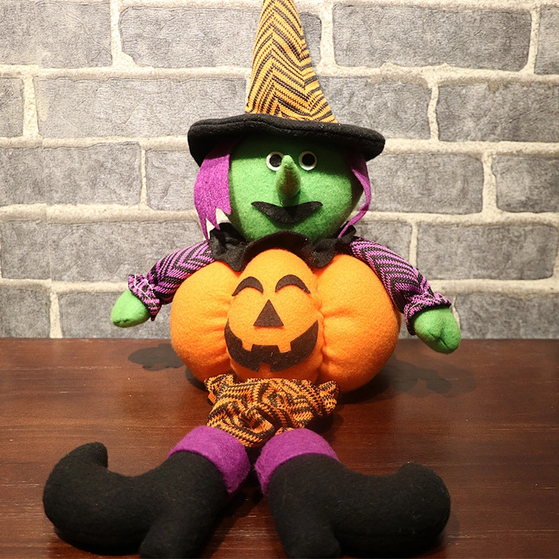 Halloween pumpkin doll window display Hotel decorations pumpkin doll Pumpkin Witch Halloween party display