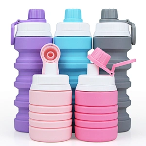 customizable 300ml Foldable water bottle Food grade BPA free portable sport cycling hiking silicone water bottle