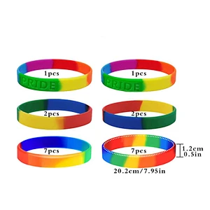 High Quality personalized Mixed Colours  Rainbow Pride Silicone Bracelet LCBT Friendship Band Silicone Wristband