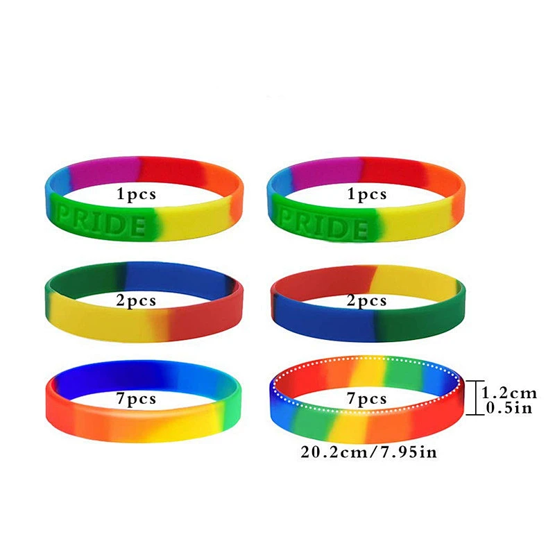 High Quality personalized Mixed Colours  Rainbow Pride Silicone Bracelet LCBT Friendship Band Silicone Wristband