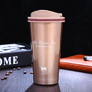 double wall insulated water bottle coffee cup with lid  304 stainless steel vacuum tumbler