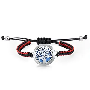 Tree Of Life pattern leather aromatherapy diffuser essential oil diffuser bracelet  stainless steel bracelet
