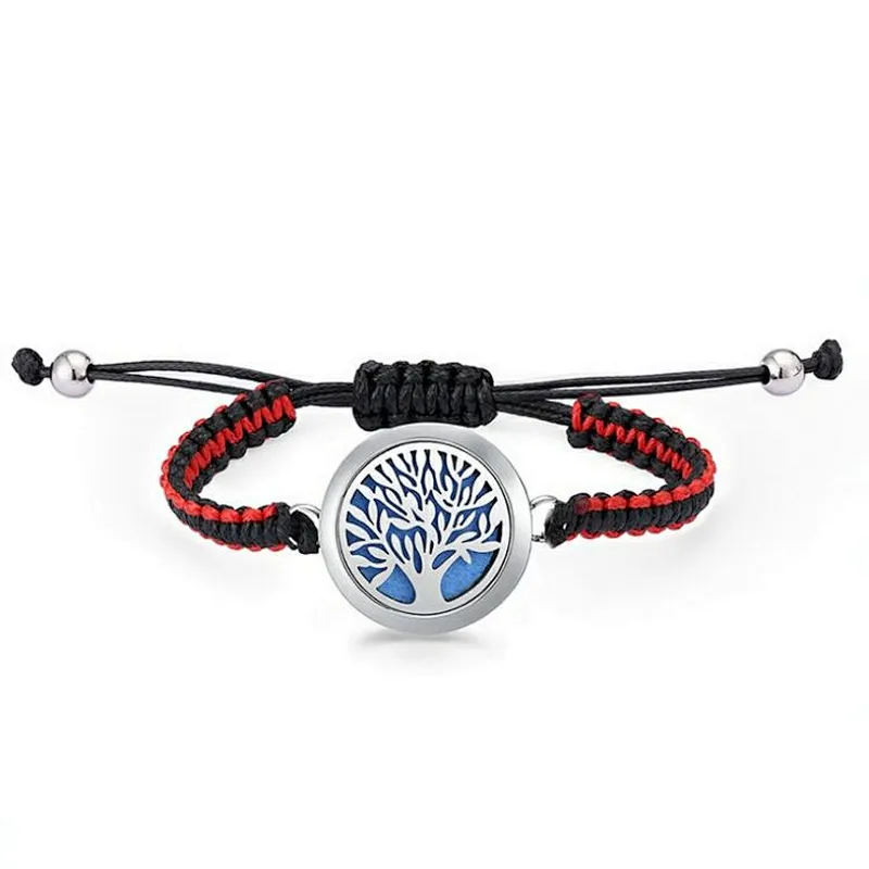 Tree Of Life pattern leather aromatherapy diffuser essential oil diffuser bracelet  stainless steel bracelet