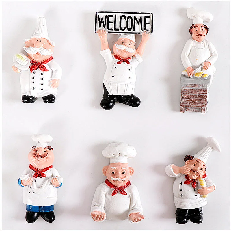 Custom logo Cartoon Creative Craft Home Decoration Chef Cook Resin  Fridge Magnet promotion gift Fridge Magnet