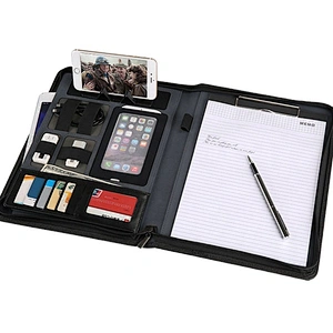 Custom luxury logo  Business Briefcase promotion gift File Folder Portfolio a4 Leather hardcover File Folder