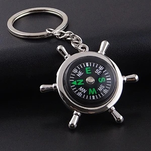 Hot Sale Mini Compass Metal Key Chain Promotional Gift Navigator for Climbing Hiking Keyring Silver Color Keychain