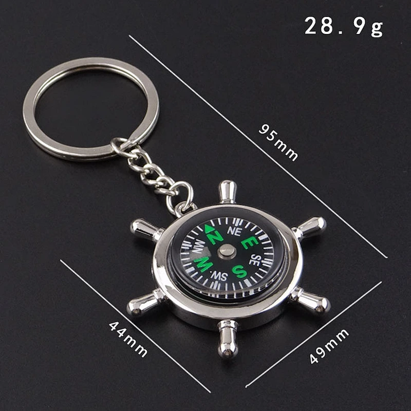 Hot Sale Mini Compass Metal Key Chain Promotional Gift Navigator for Climbing Hiking Keyring Silver Color Keychain