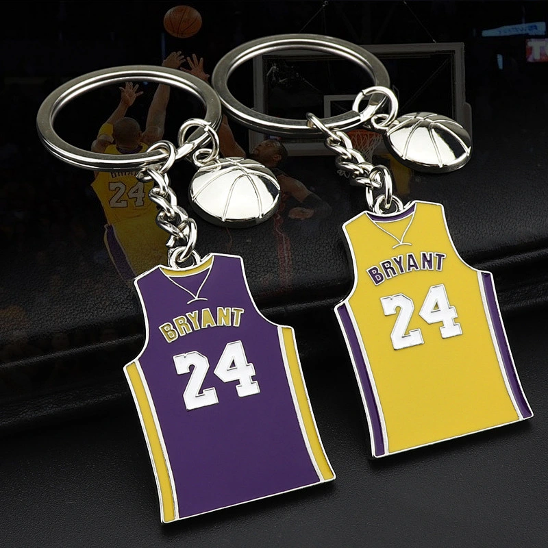 High Quality custom promotional keychain with logo,Commemorating the forever great Basketball Number 24 souvenir soft enamel key