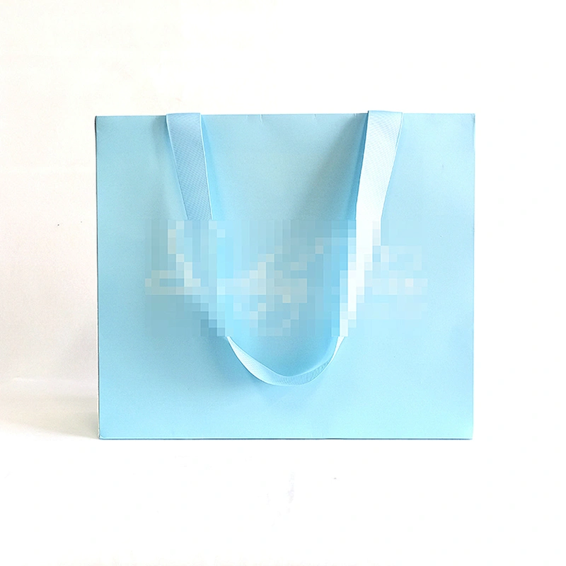 High quality fashion custom logo gift paper bags whit ribbon handle promotion gift shopping paper bag