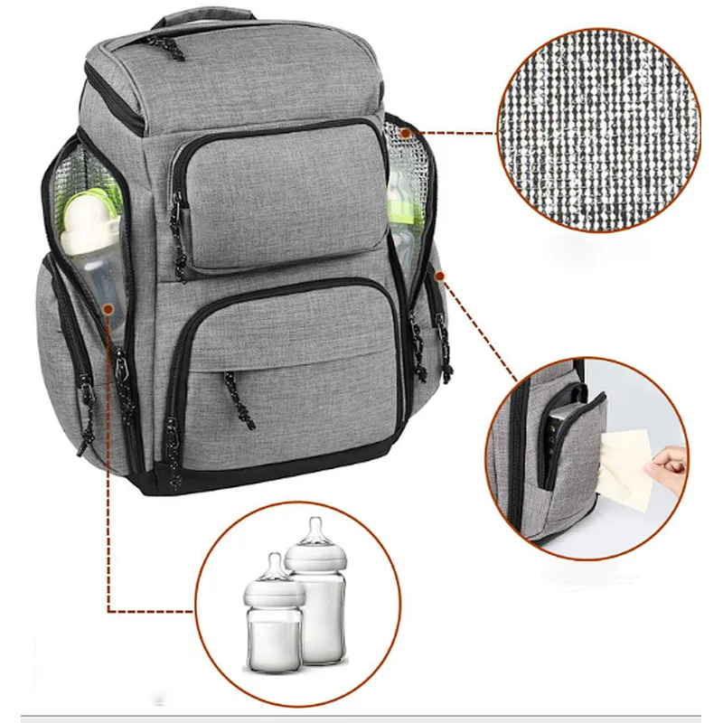Updated fashionable mommy shoulder bag multi-function large-capacity maternity backpack baby diaper bag nappy changing backpack