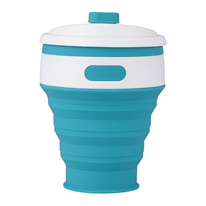 Custom brand Temperature Resistance Eco-friendly Foldable silicone Coffee Cups Reusable food grade Silicone tumbler with lid