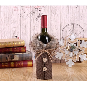 Christmas decorations new wine set holiday decoration props bowknot linen hair collar wine bottle set