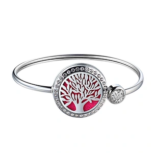 Tree of Life trendy  bangle jewelry for ladies girls bracelet essential oil bracelet 316L stainless steel aromatherapy gift