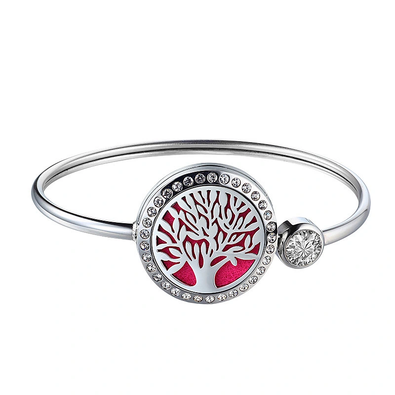 Tree of Life trendy  bangle jewelry for ladies girls bracelet essential oil bracelet 316L stainless steel aromatherapy gift