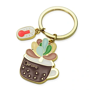 Luxury Mini Plant Design Blank Metal Key Chain Custom Logo Promotional Gift Various Plant Ring Holder Key Chain