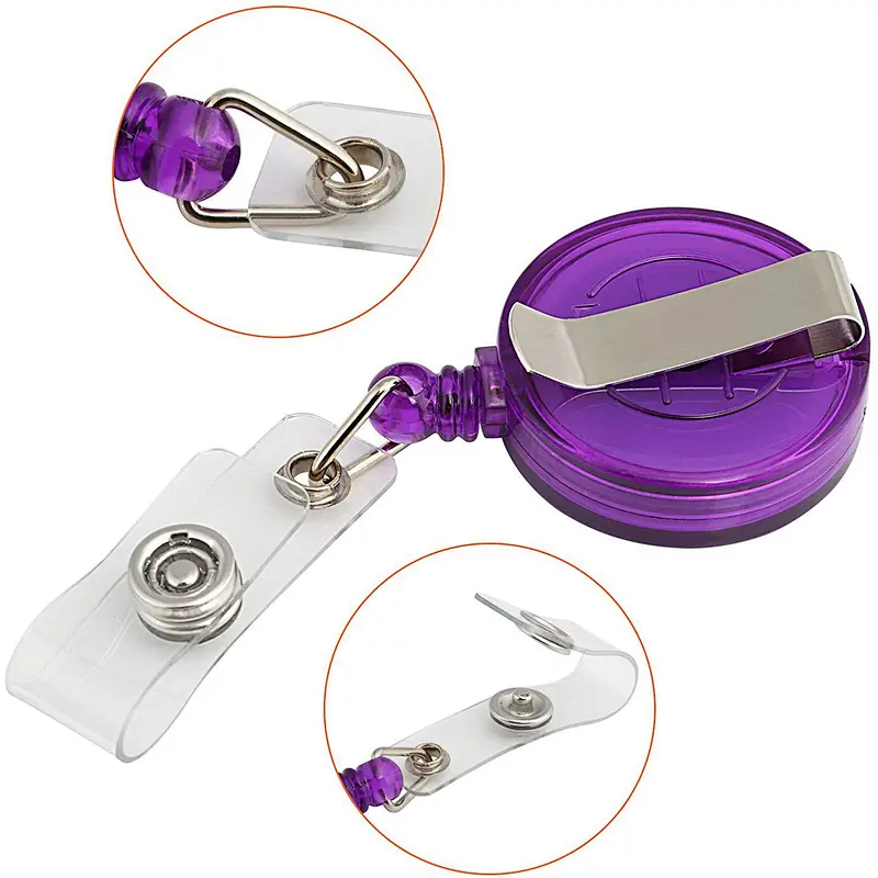 High quality Custom Packing ABS Plastic Casing Badge Reels Carabiner Reel Clip On ID holders Keychain