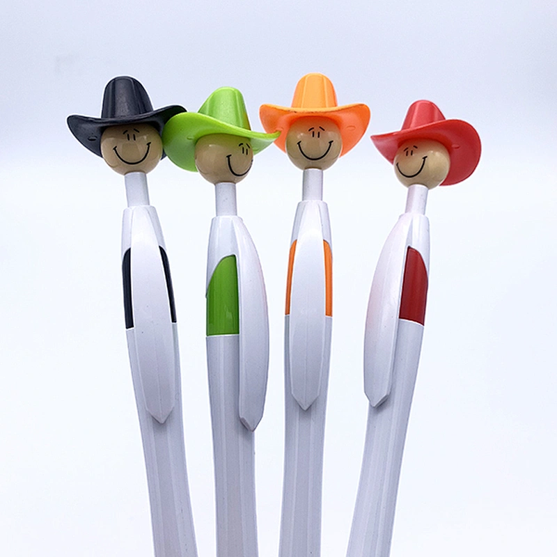 Plastic ballpoint toy cowboy hat pen, creative student advertising pen, customizable logo pen