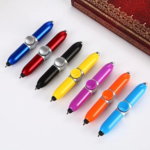 Metal neutral pen office supplies fashion rotating gyro pen LED lamp pen custom LOGO