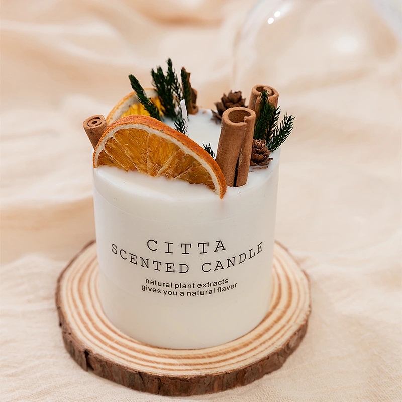 Fashion popular Custom Creative Gifts aroma candles high quality tray glass cover aroma dried flower candles