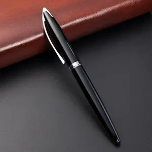 Luxury promotional custom logo ball pen with box metal gift black ball pen metal signature pen