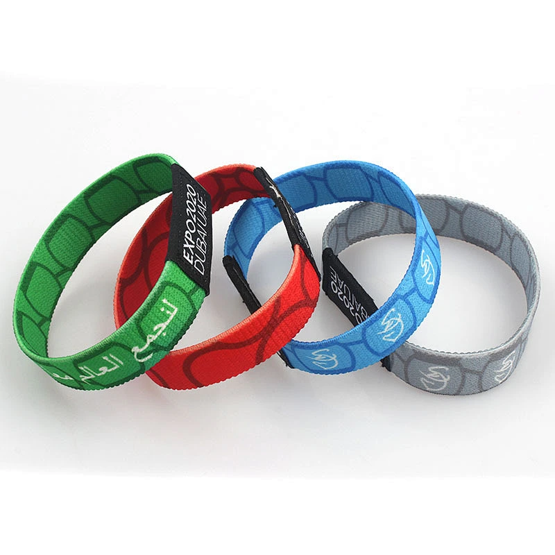 Wholesale custom sport sublimation 2020 Expo Dubai adjustable fabric  rfid wristband
