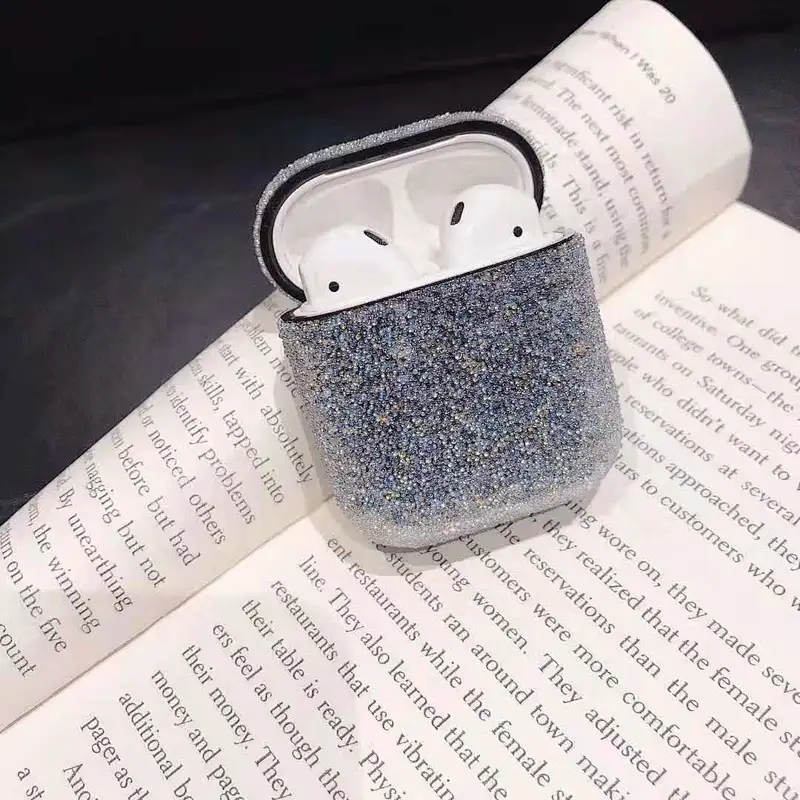 Luxury shinny bling bling resin airpods protective case airpod protector women  crystal anti-lost cover airpods charger