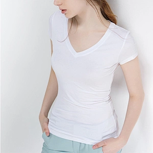 High Quality Custom logo Short Sleeve V-Neck  Women's T-Shirt activities promotion team wear T-Shirt