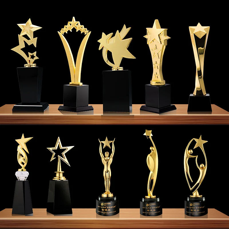 High qualityCustom logo Own Design golden trophy resin star trophy resin souvenir promotion trophy