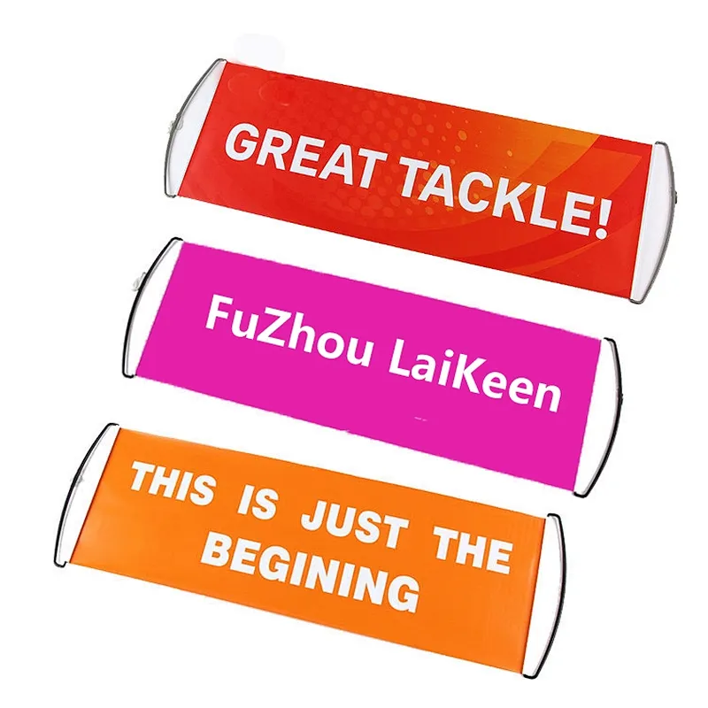 Hot selling Custom Printed 100% Polyester Advertising hand held Retractable Banners