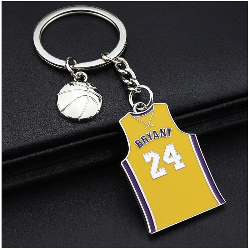 High Quality custom promotional keychain with logo,Commemorating the forever great Basketball Number 24 souvenir soft enamel key