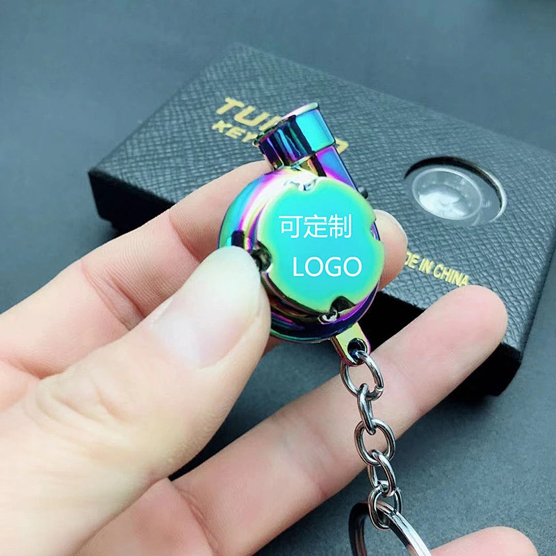 New design Advertising campaign gifts Metal LED Keychain Turbocharger Keychains