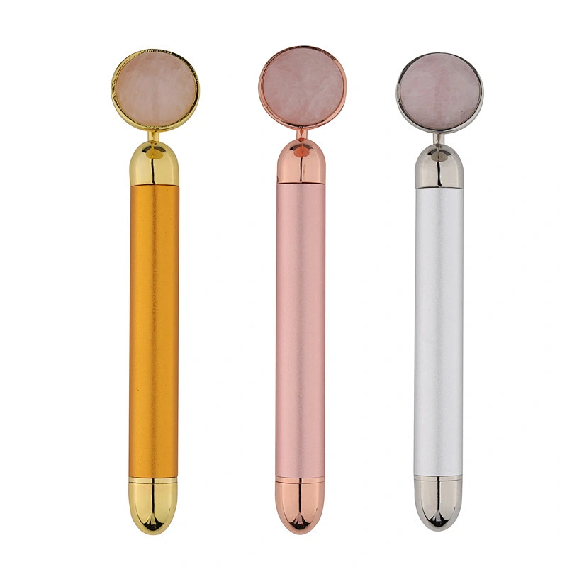High Quality Custom Electric 24K gold Natural Jade stone Face Massage Roller Facial  Massage Skin Care