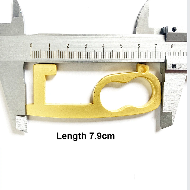 Custom Contactless Portable Zinc Alloy Brass Color EDC Tool Hygiene Hand Door Opener Keychain