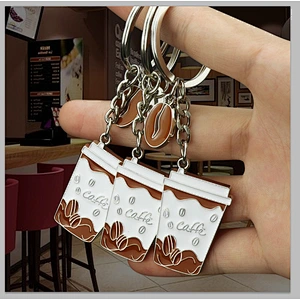 Creative Good Quality Metal Key Chain Promotional Gift Coffee Cup Shaped Souvenir Custom Engraving Logo Mini Key Chain