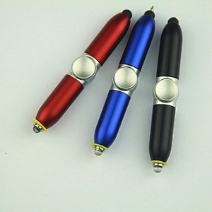 Metal neutral pen office supplies fashion rotating gyro pen LED lamp pen custom LOGO