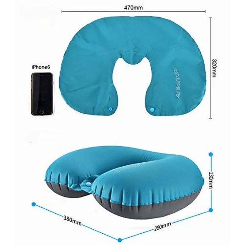 Double-layer polyester light weight inflatable neck pillow ultra-light & compact neck pillow