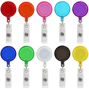 Custom logo High quality ABS Plastic Casing Retractable Badge Reels Carabiner Reel Clip On ID holders Keychain