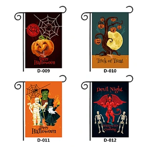Hot sale custom advertising Double Side garden sublimation printing flag Decoration promotion gift Halloween  Flags