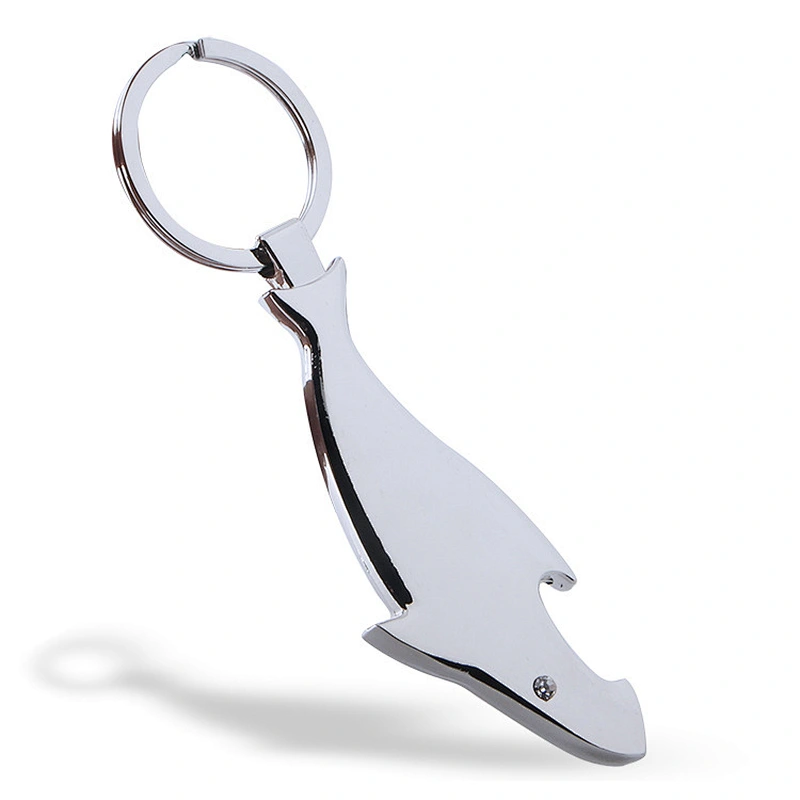Wholesale fashion Custom Logo Promotion Gift Metal Keychain Dolphin Shape Bottle Opener Keychain