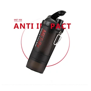 Free customized logo shaker water bottle with dry storage compartment shake cup portable fitness sports plastic kettle