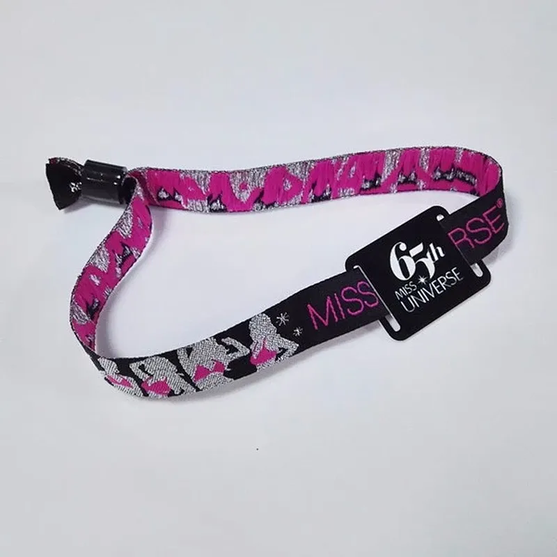 custom logo Durable NFC disposable Smart  RFID fabric woven  promotion wristbands for festival party cinema wristbands