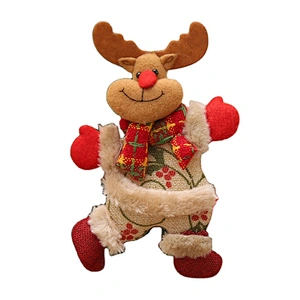custom Little doll dancing old man snowman deer bear cloth art puppet small hanging decorations Christmas tree accessories