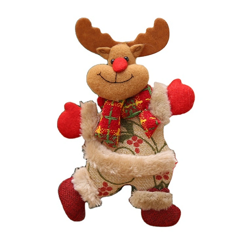custom Little doll dancing old man snowman deer bear cloth art puppet small hanging decorations Christmas tree accessories