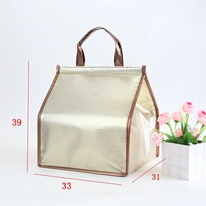Wholesale Custom Logo Nonwoven Aluminum Foil Foldable Lunch Portable Cake Insulated Waterproof Soft Cute Ice insulation bag