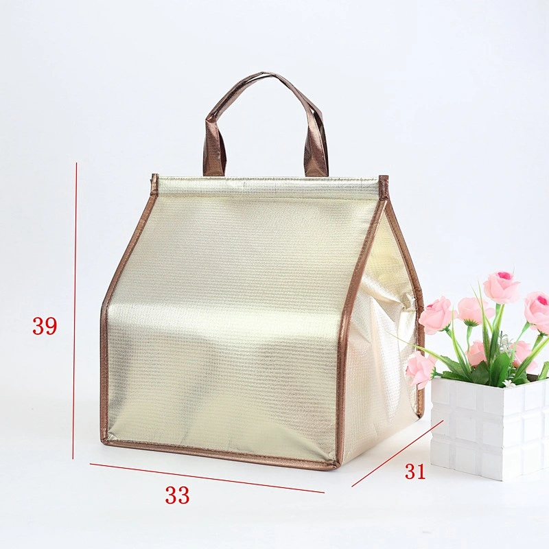 Wholesale Custom Logo Nonwoven Aluminum Foil Foldable Lunch Portable Cake Insulated Waterproof Soft Cute Ice insulation bag