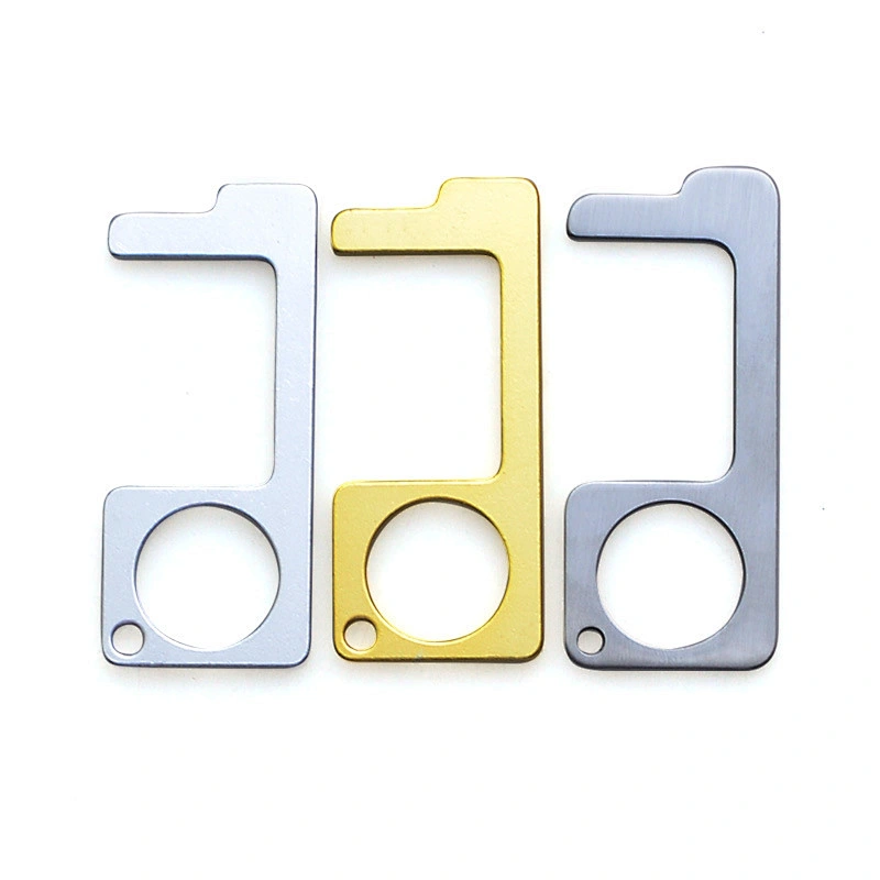 Custom logo EDC keychain door opener no touch key hands free door opener classic silver keychain