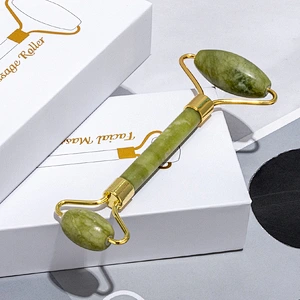 High Quality Custom Handheld Double Welded Rose Quartz Facial Massage Natural Jade Facial Roller